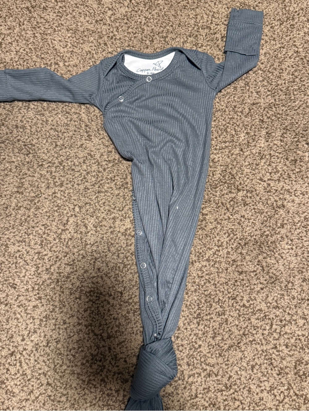 Cozy Ribbed Knot Gown - Slate Gray Kids One-Piece